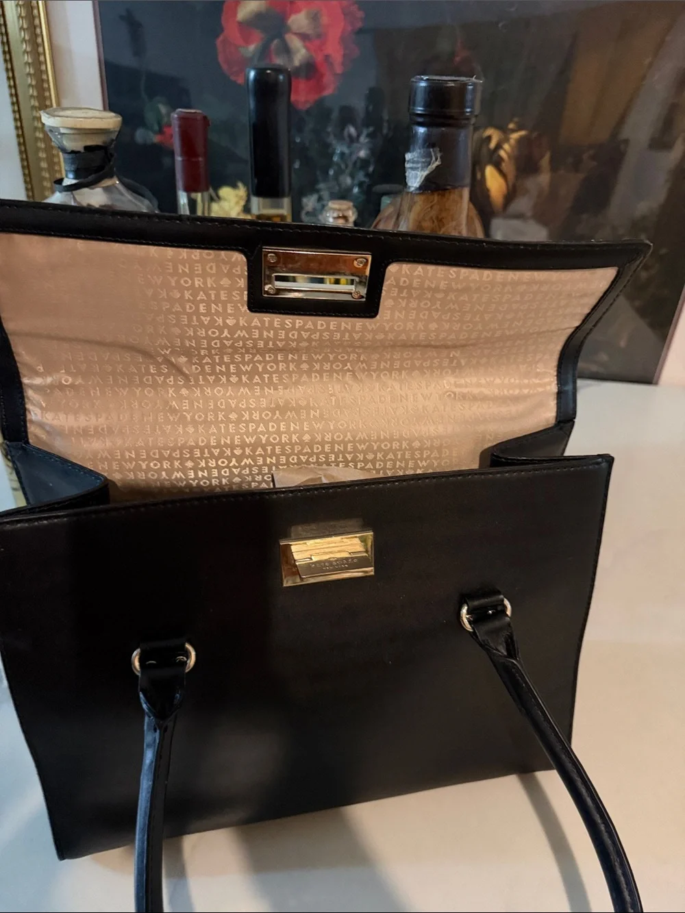 kate spade Black Leather Briefcase with Gold Hardware Open to Offers!